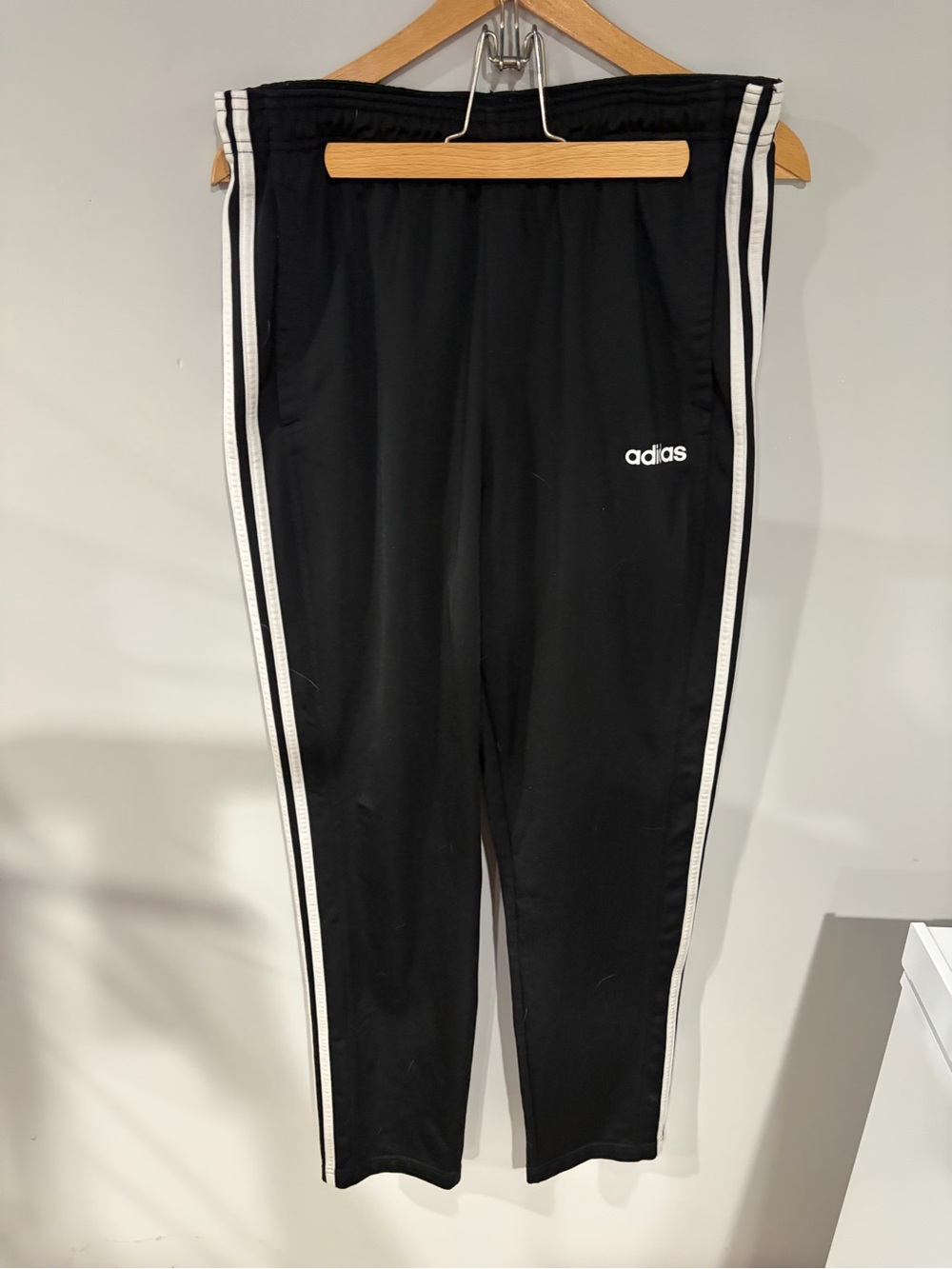 adidas Black Track Pants with White Side Stripes